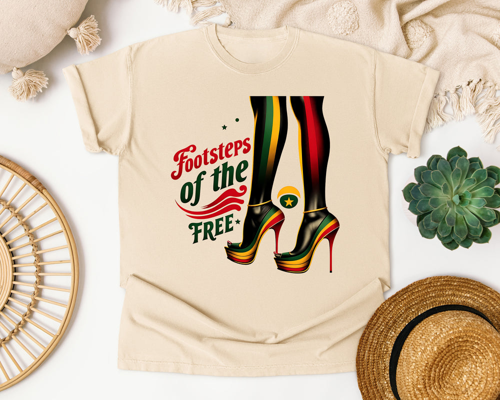 Footsteps of the Free graphic tee in Ivory Comfort Colors 1717