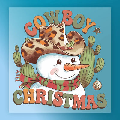 Cowboy Christmas Snowman Design - Ready to Press - InkMerge DTF Transfer