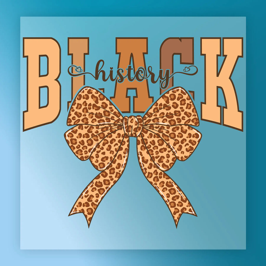 Black History Leopard Bow Design DTF Transfer - InkMerge Heat Press Design