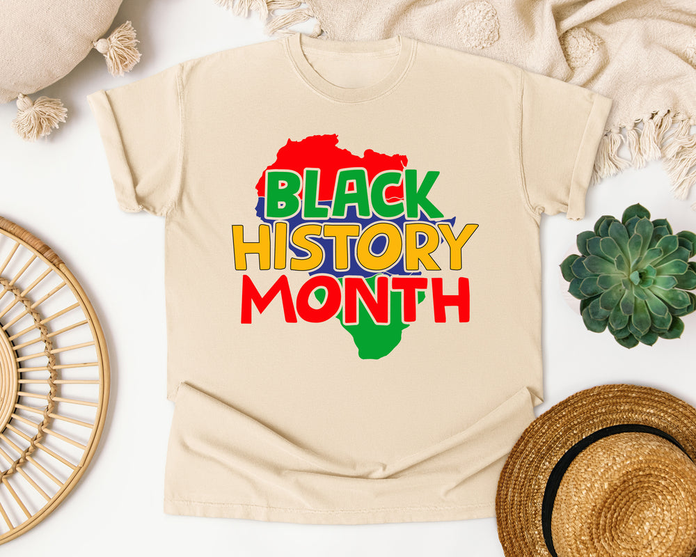 Black History Month Africa Map graphic tee in Ivory Comfort Colors 1717