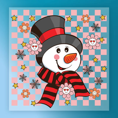 Cheerful Snowman & Stars Design - Ready to Press - InkMerge DTF Transfer