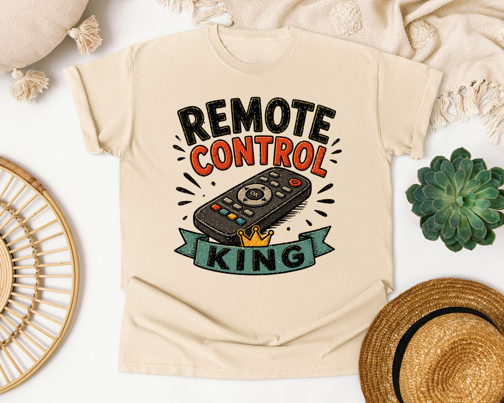 Remote Control King graphic tee in Ivory Comfort Colors 1717