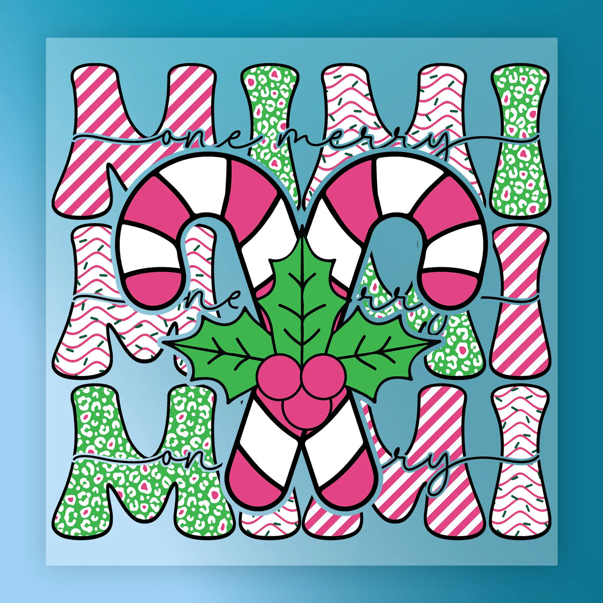 Merry Christmas Candy Cane Design DTF Transfer - InkMerge Heat Press Design