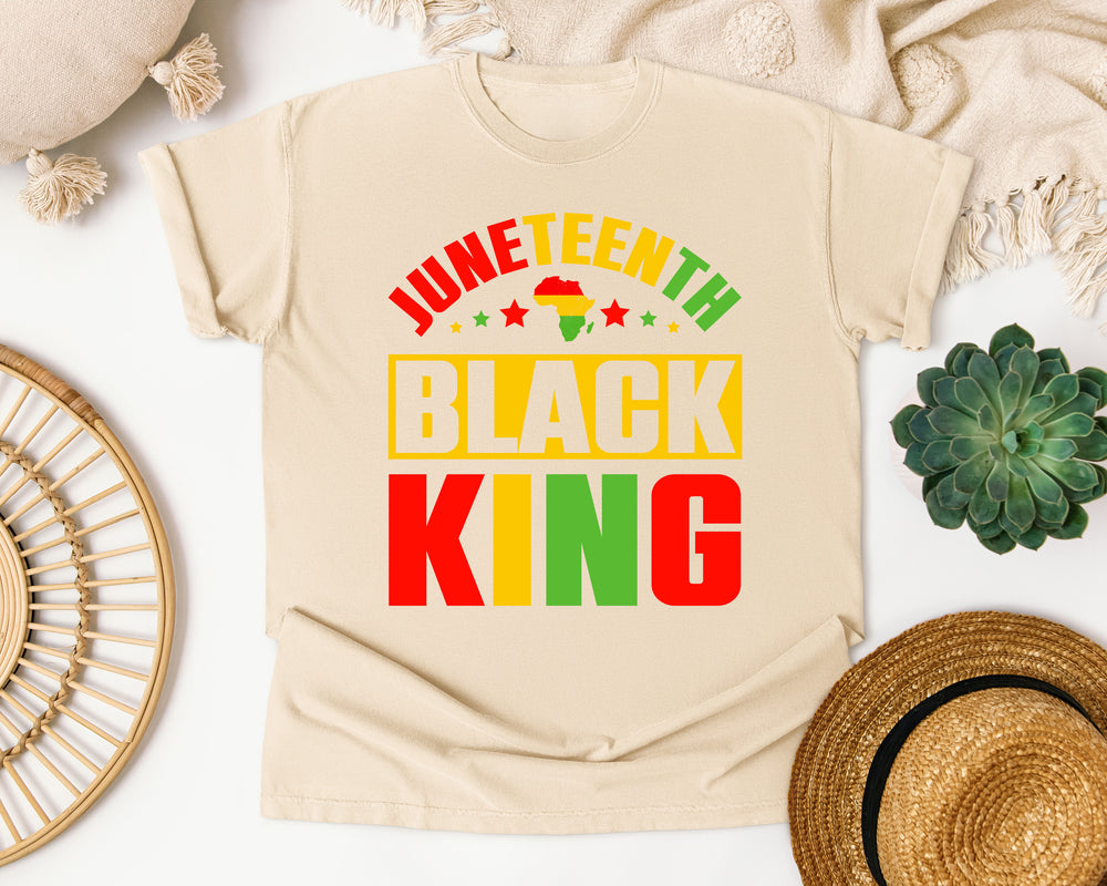 Juneteenth Black King Tricolor graphic tee in Ivory Comfort Colors 1717