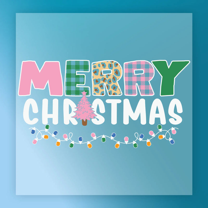 Merry Christmas Plaid Leopard Design - Heat Press Ready - InkMerge DTF Transfer