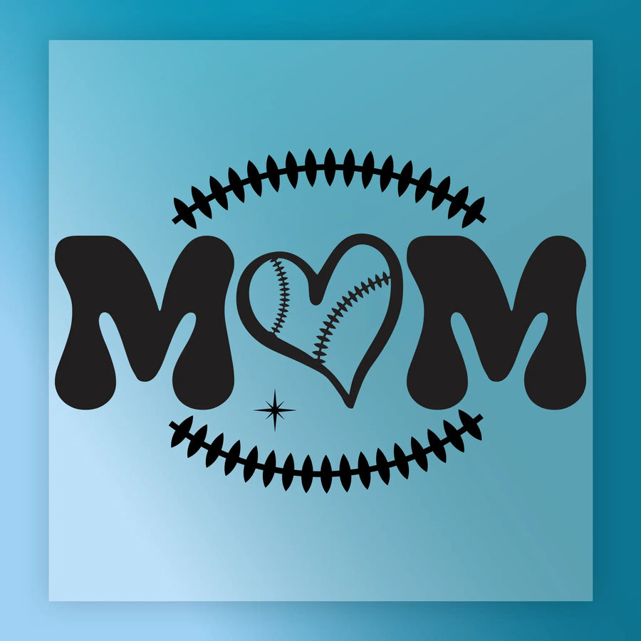Baseball Heart MOM Design DTF Transfer - InkMerge Heat Press Design