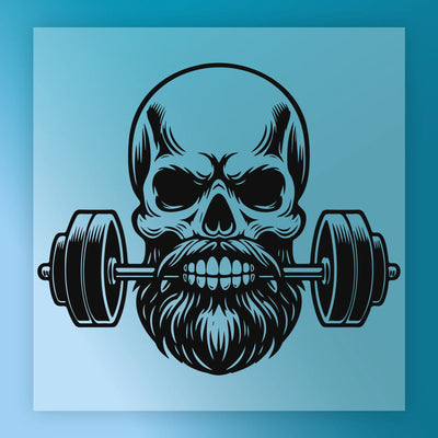 Skull Barbell Beard Design - Ready to Press - InkMerge DTF Transfer