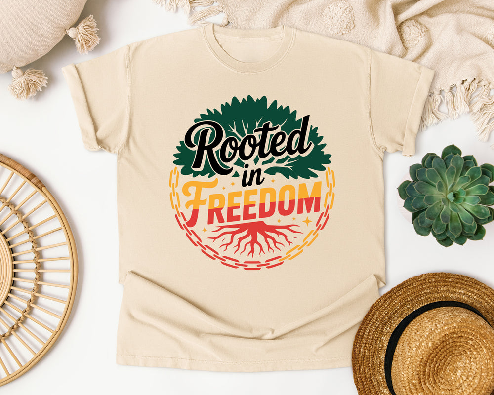 Rooted In Freedom graphic tee in Ivory Comfort Colors 1717