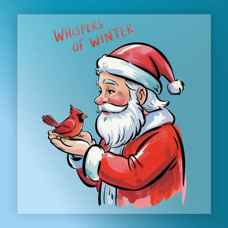 Whispers of Winter Santa & Cardinal Design - Heat Press Ready - InkMerge DTF Transfer