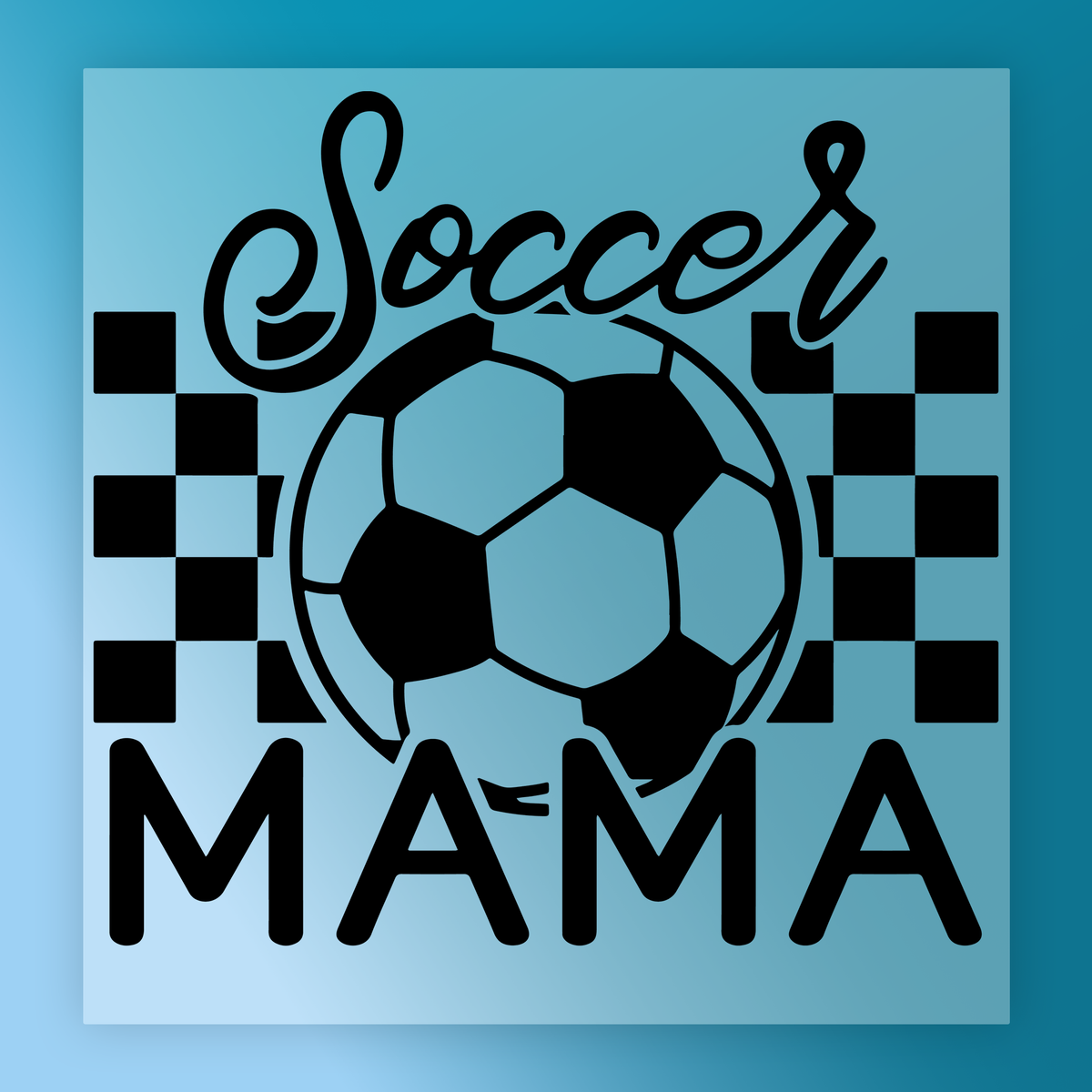 a soccer ball and the text "Soccer Mama" in a stylized design.