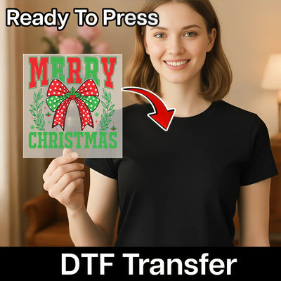 Merry Christmas Bow Design - Ready to Press - InkMerge DTF Transfer
