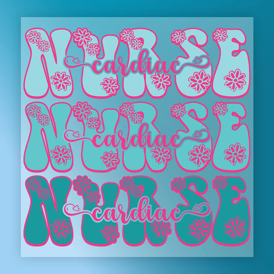 Cardiac Nurse Floral Design DTF Transfer - InkMerge Heat Press Design