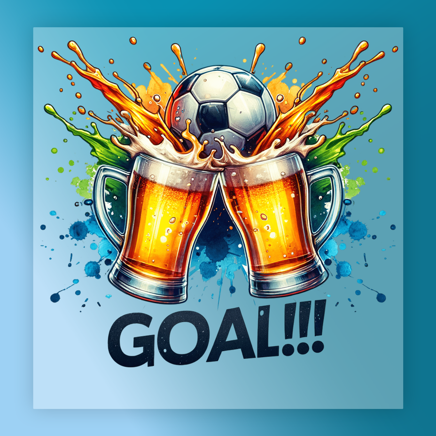 GOAL Soccer Beer Celebration DTF Transfer - InkMerge Heat Press Design