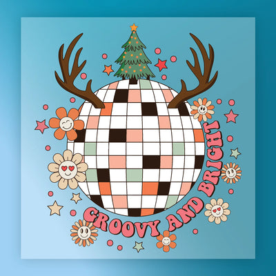 Groovy And Bright Disco Christmas Design - Ready to Press - InkMerge DTF Transfer