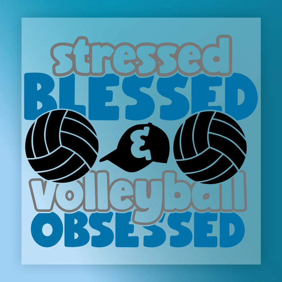 the text "stressed", "blessed", "volleyball", and "observed" arranged in a visually appealing manner.
