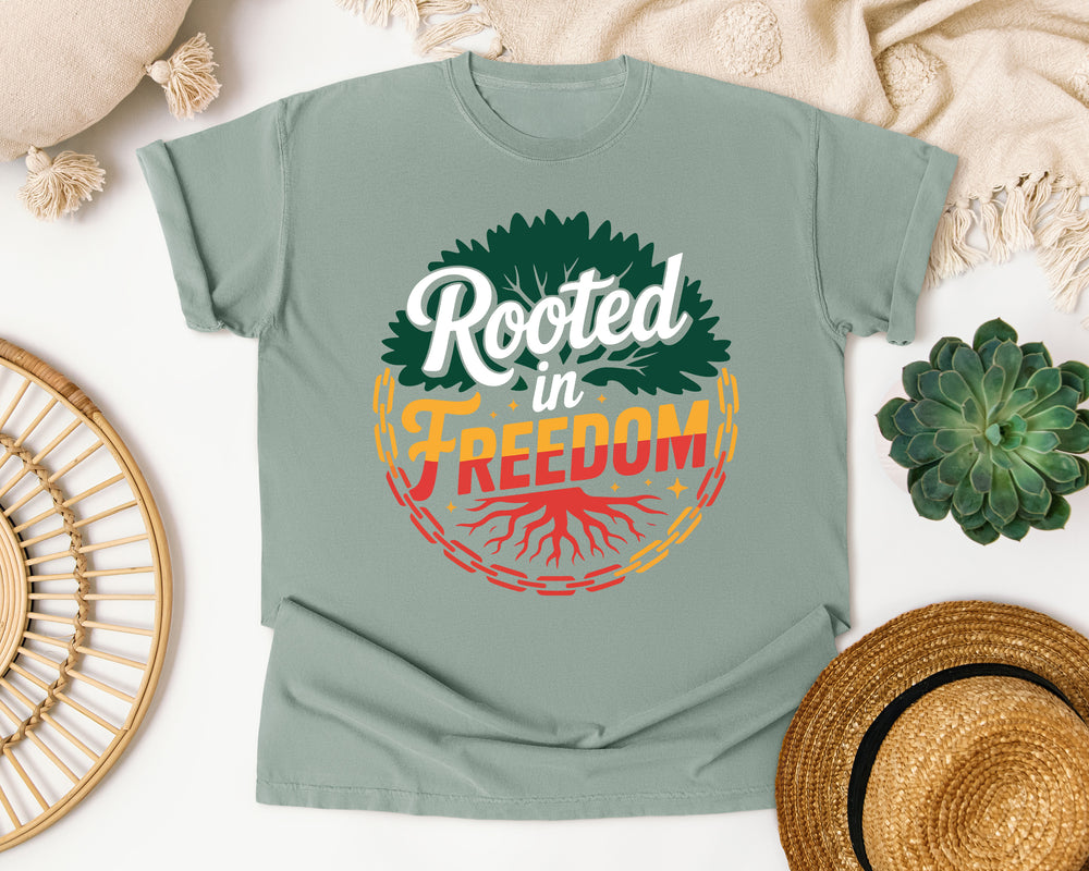 Rooted In Freedom graphic tee in Bay Comfort Colors 1717