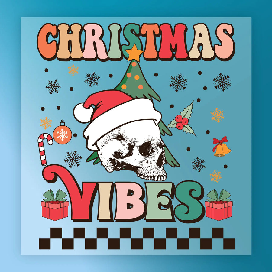 Christmas Vibes Skull Design DTF Transfer - InkMerge Heat Press Design