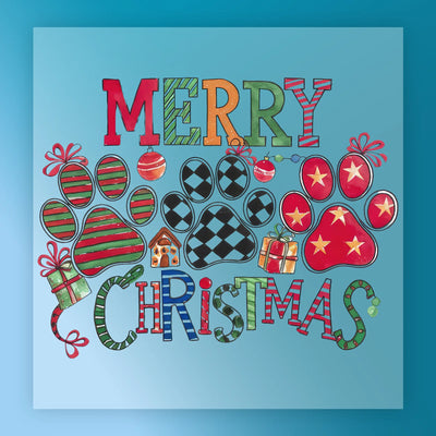 Merry Christmas Paw Prints Design - Ready to Press - InkMerge DTF Transfer