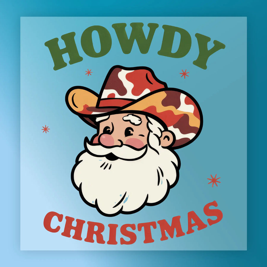 Howdy Christmas Cowboy Santa DTF Transfer - InkMerge Heat Press Design