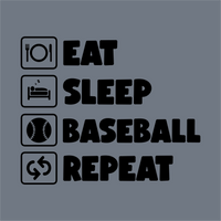 The Eat Sleep Baseball Repeat Icon Blocks DTF Transfer by InkMerge features bold icons for each phrase—perfect as a ready-to-press design for baseball moms, especially on gray shirts.