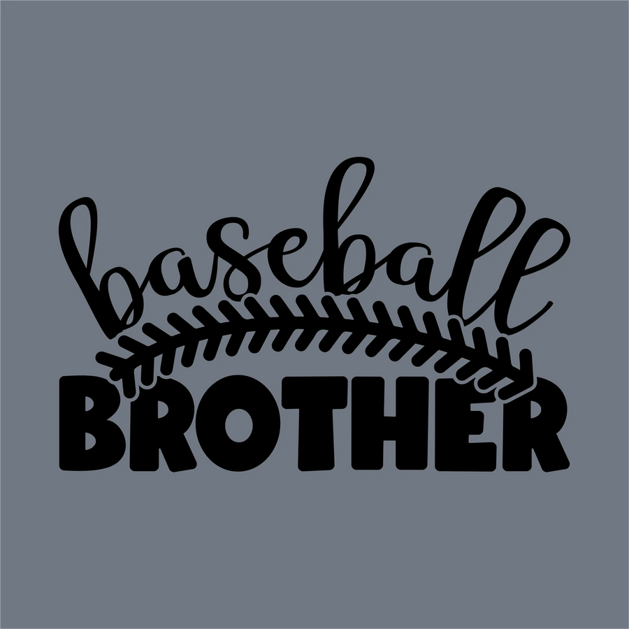The image features "Baseball" in cursive above bold, uppercase "BROTHER," with baseball stitching detail between them. Show off team spirit with this durable InkMerge Baseball Brother DTF Transfer – Ready to Press!.