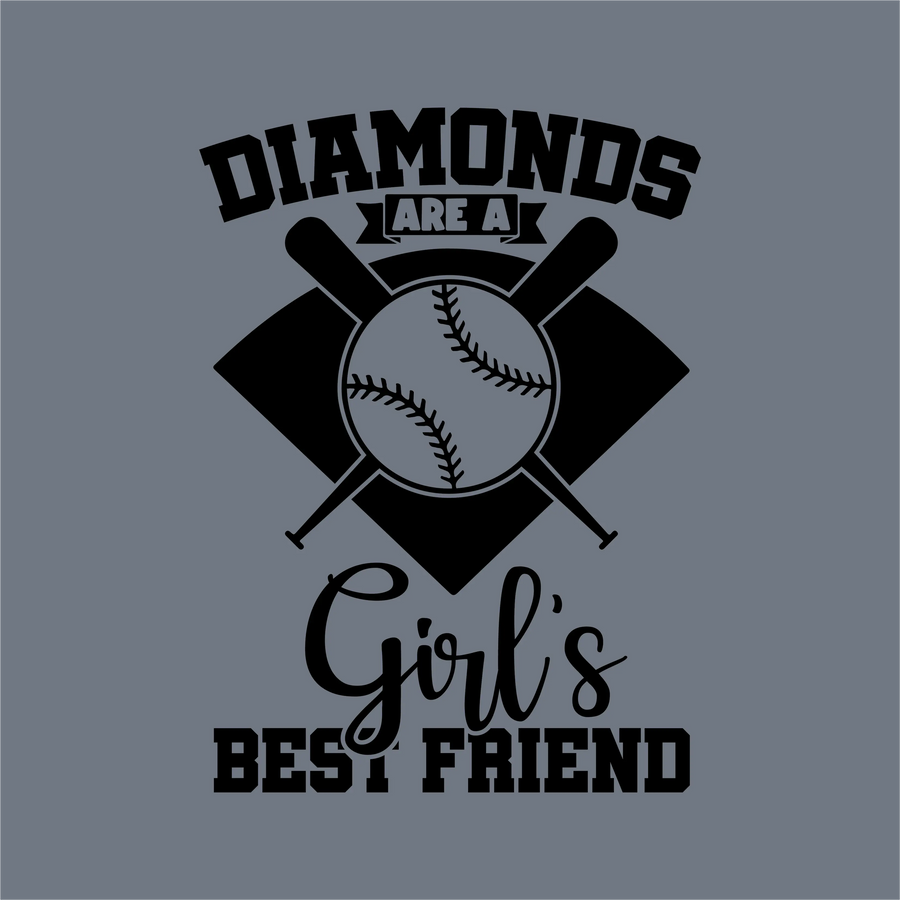 The InkMerge Diamonds Are a Girl’s Best Friend DTF Transfer features two crossed bats, a baseball, and diamond shape. Perfect for baseball moms creating custom tees—ready to press for easy application.