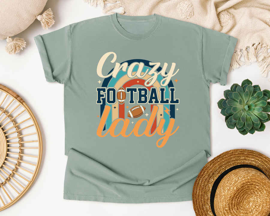 Crazy Football Lady Rainbow graphic tee in Bay