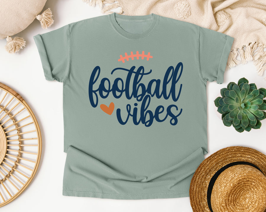 Football Vibes Script Navy graphic tee in Bay