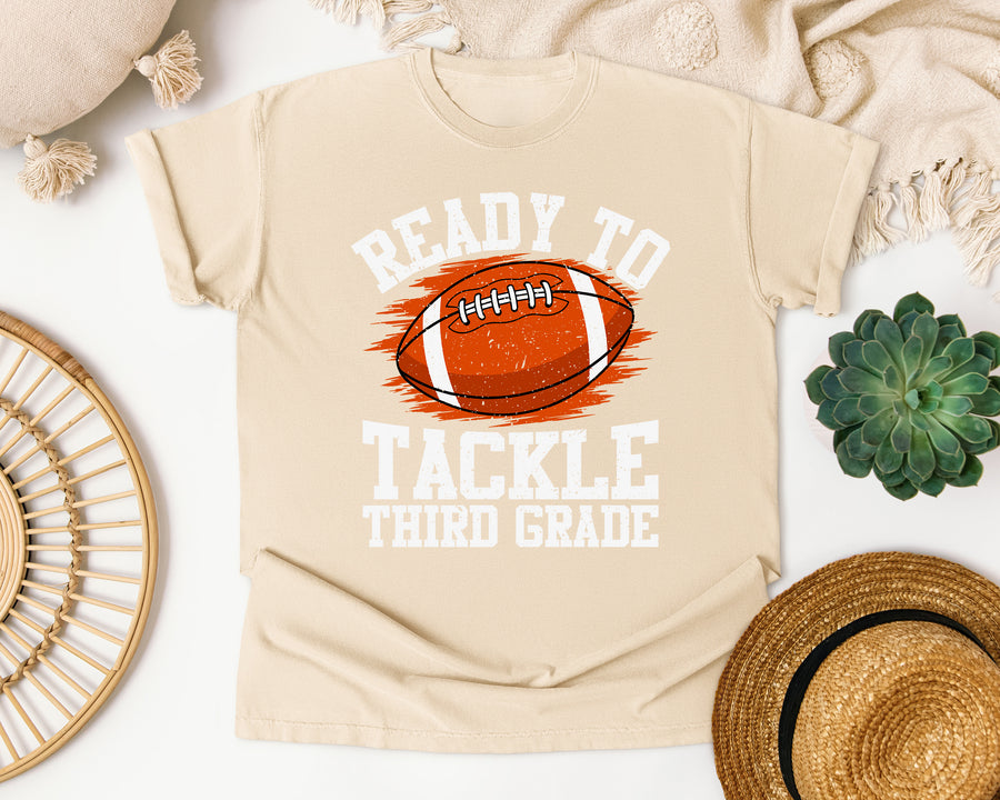 Ready To Tackle Third Grade White graphic tee in Ivory