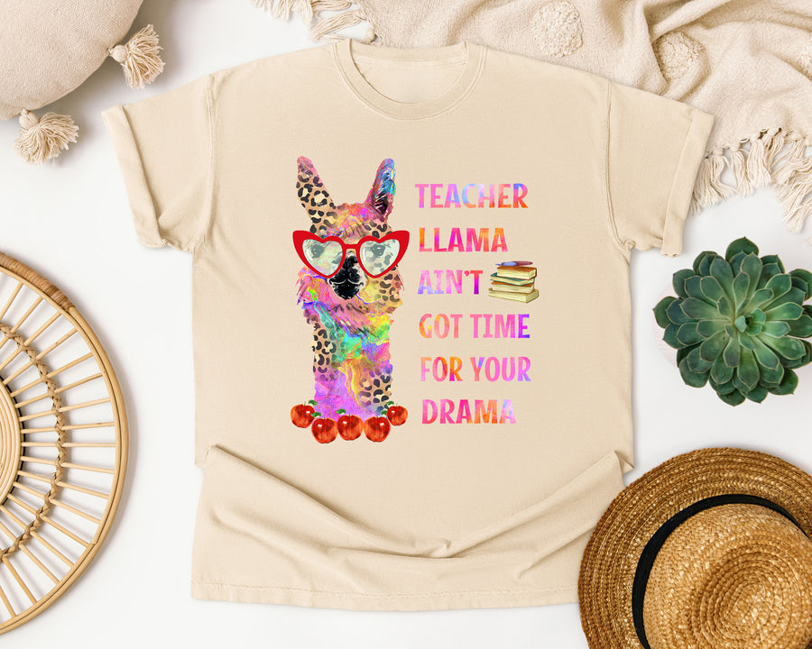 Teacher Llama Ain't Got Time For Your Drama graphic tee in Ivory