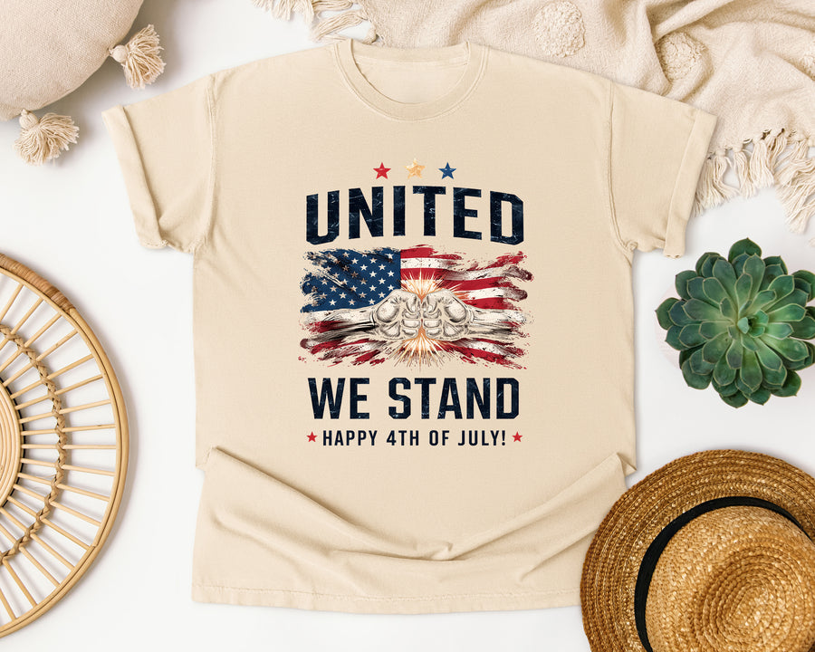 United We Stand Happy 4th Of July Grey 2 graphic tee in Ivory