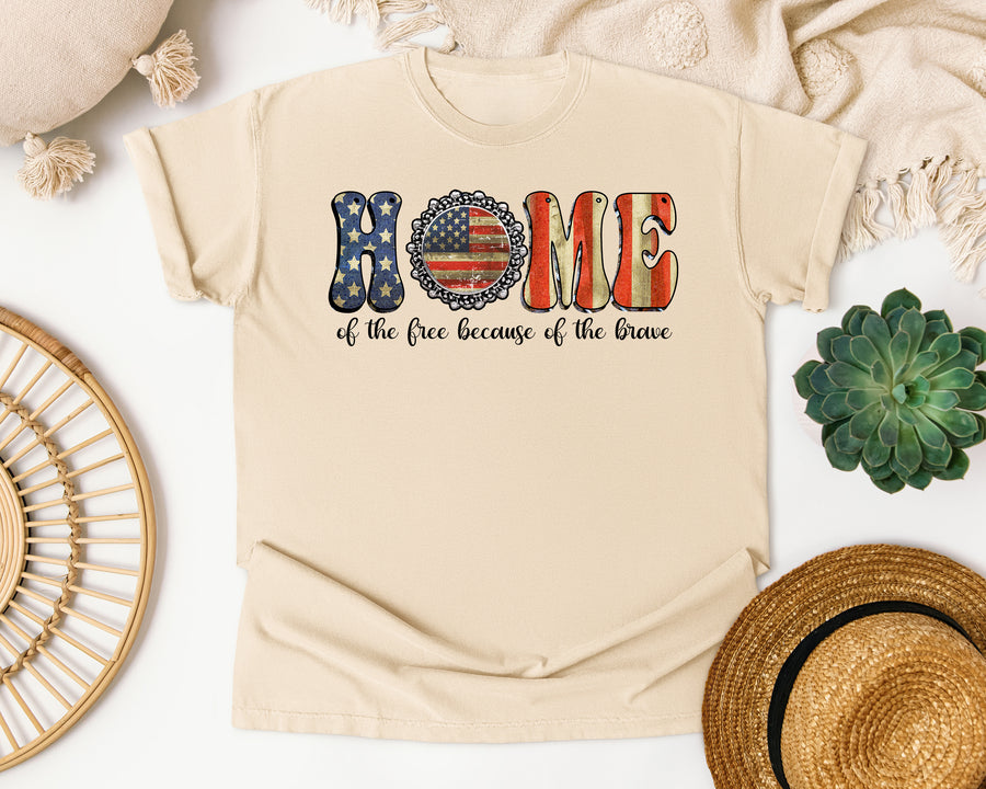 Home Of The Free Because Of The Brave graphic tee in Ivory