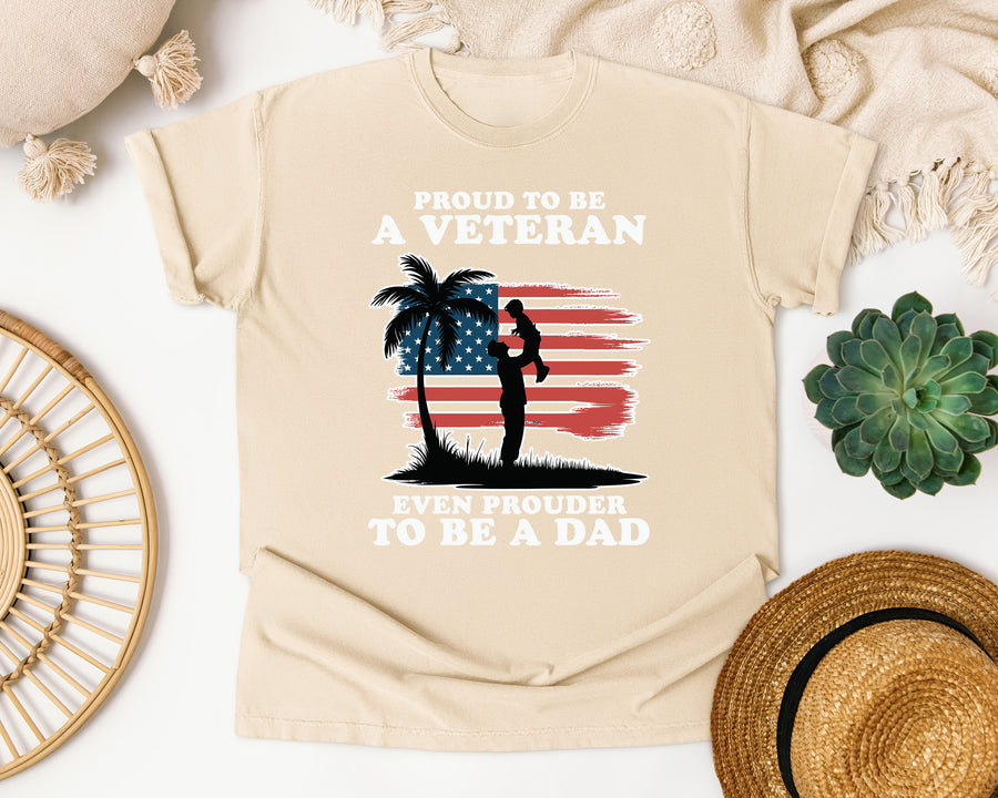 Proud To Be A Veteran Even Prouder To Be A Dad graphic tee in Ivory