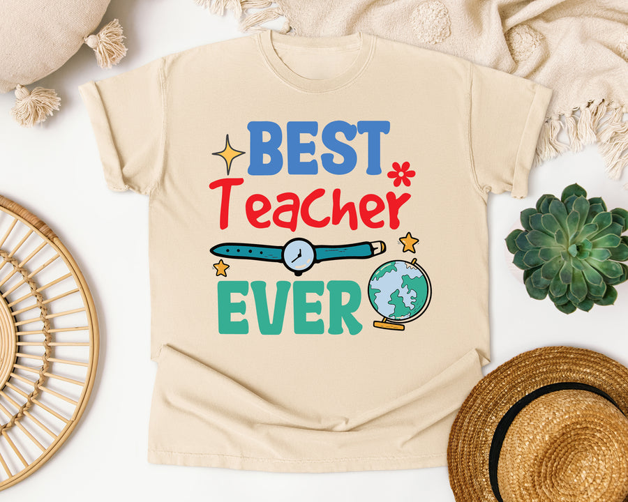 Best Teacher Ever Watch graphic tee in Ivory