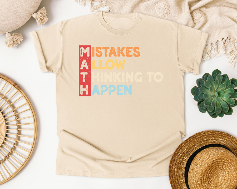 Math Mistakes Allow Thinking To Happen graphic tee in Ivory