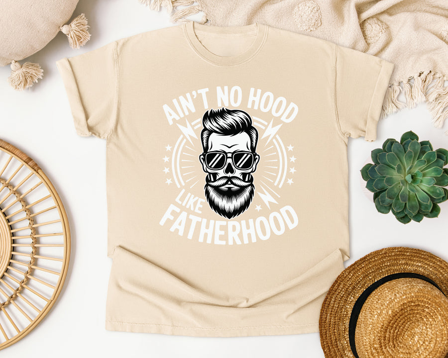 Ain't No Hood Like Fatherhood White graphic tee in Ivory