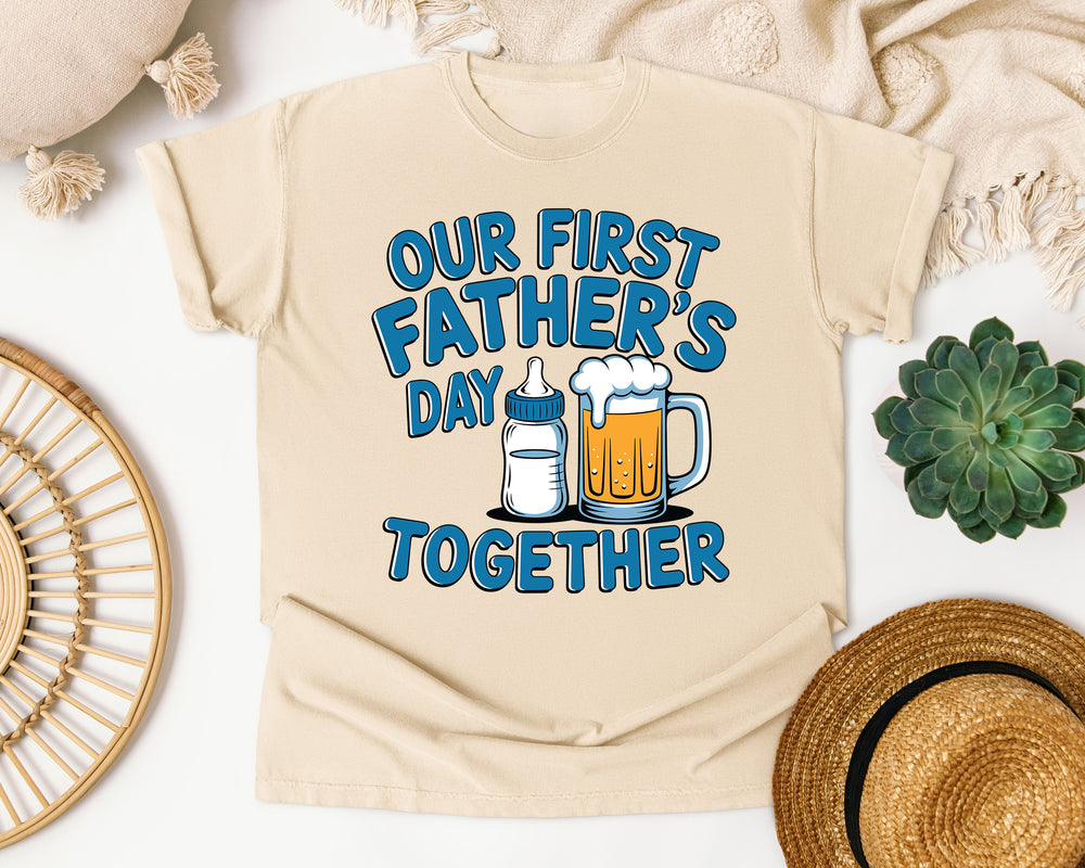 Our First Father's Day Together Grey graphic tee in Ivory