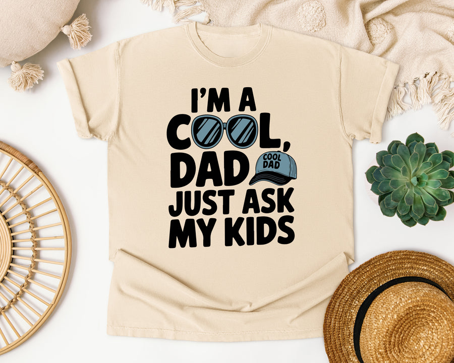 I'm A Cool Dad Just Ask My Kids White 3 graphic tee in Ivory