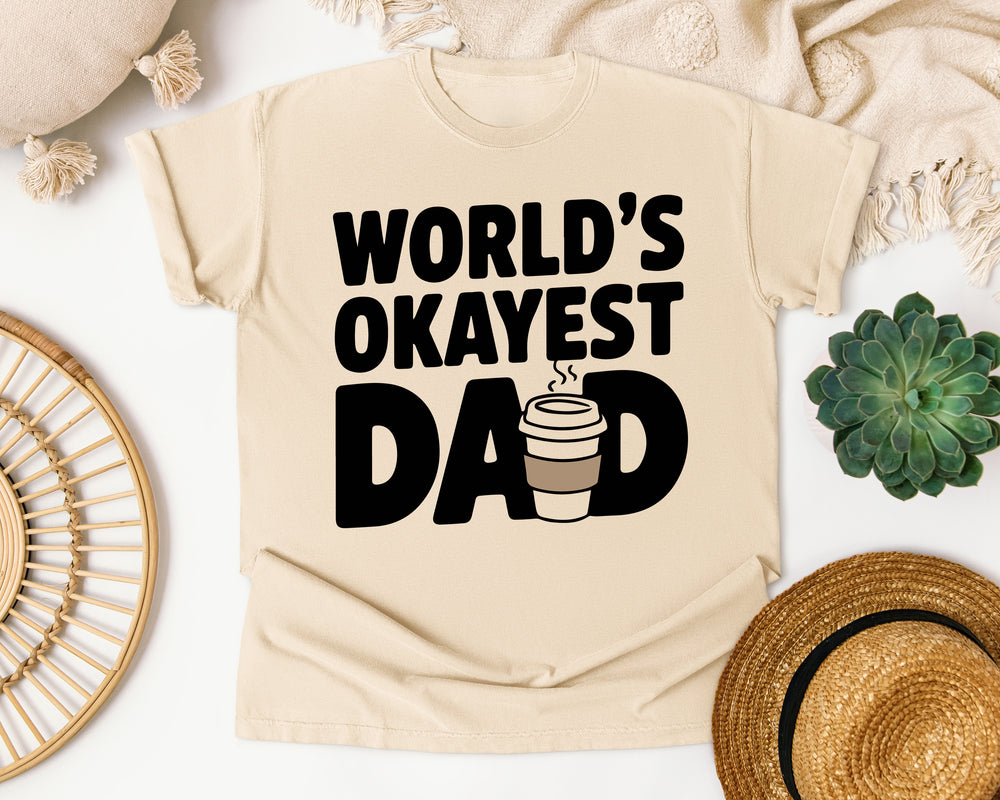 World's Okayest Dad White graphic tee in Ivory