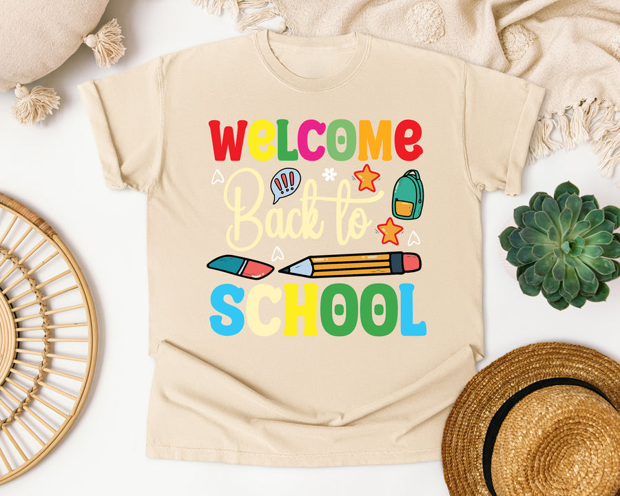 Welcome Back To School Pencils graphic tee in Ivory