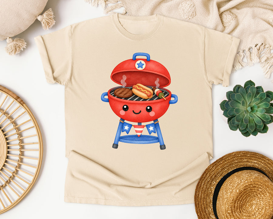 Patriotic Barbecue Grill graphic tee in Ivory