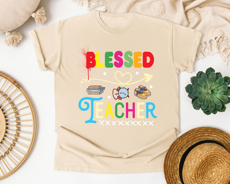 Blessed Teacher Arrow graphic tee in Ivory