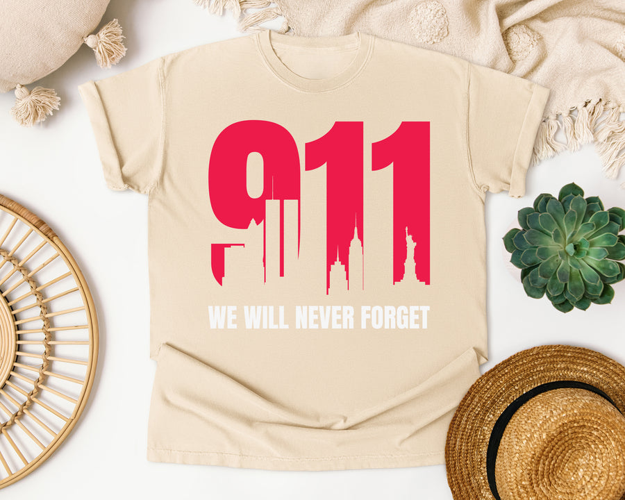 We Will Never Forget White graphic tee in Ivory
