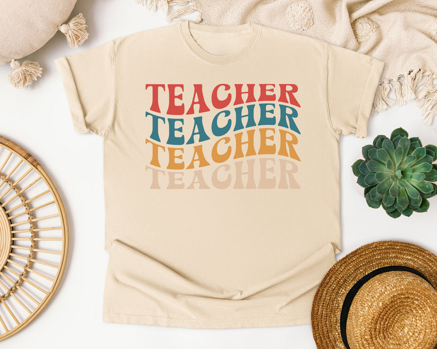Teacher Teacher Teacher Retro graphic tee in Ivory