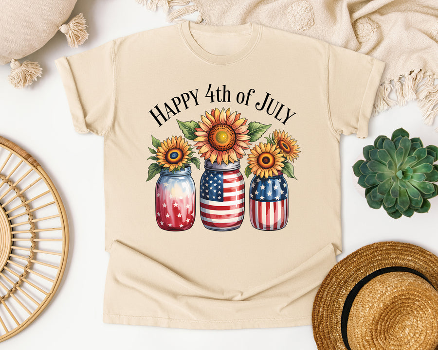 Happy 4th Of July Grey graphic tee in Ivory