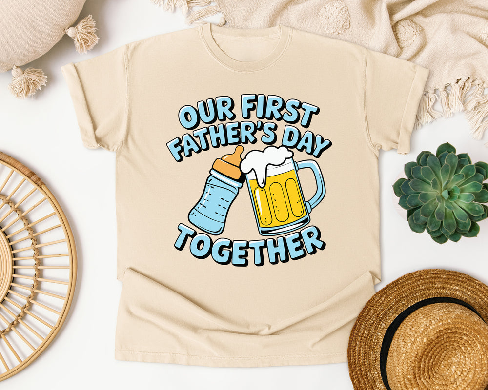 Our First Father's Day Together Grey 2 graphic tee in Ivory