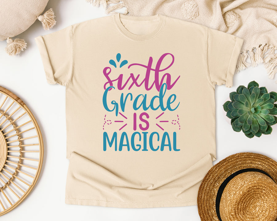 Sixth Grade Is Magical Script graphic tee in Ivory