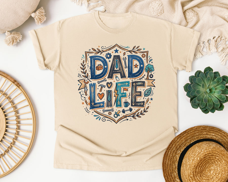 Dad Life Grey 3 graphic tee in Ivory