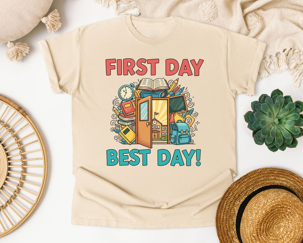First Day Best Day Door graphic tee in Ivory