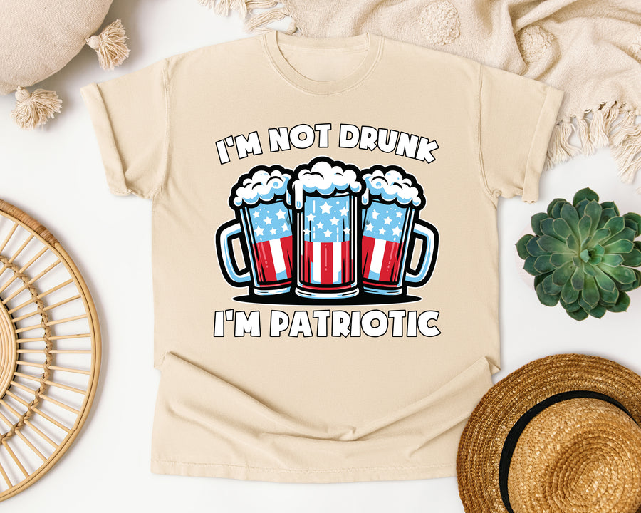 I'm Not Drunk I'm Patriotic White graphic tee in Ivory